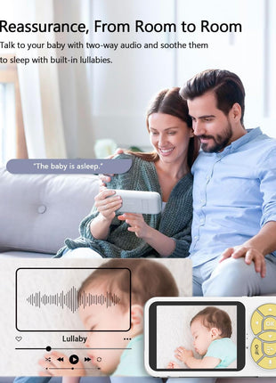 Smart Baby Monitor with Camera and Audio, Cute Design, RGB Color Night Light, HD Video, Cry Detection, Temperature Sensor, Two Way Talk, Remote Viewing, Lullabies, Ideal for New Parents