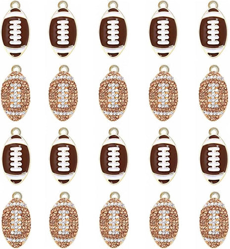 20PCS Sports Charms Enamel Basketball Baseball Pendant Charms for Jewelry Making Rhinestone Ball Game Softball Charms for Necklace Bracelet Earrings DIY Crafts