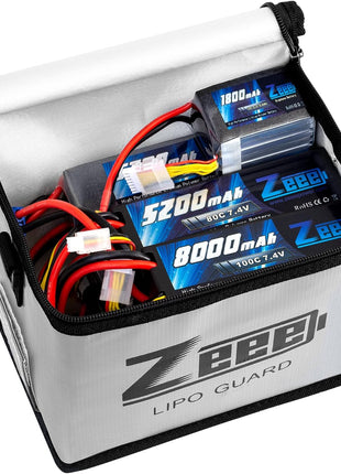 Zeee Fireproof Explosionproof Large Capacity Battery Storage Guard Pouch for Lipo Charge & Storage (8.46 x 6.5 x 5.71 in)