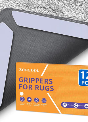 ZONGOOL 12PCS Rug Tape Non Slip Rug Pad Grippers Double Sided Carpet Tape