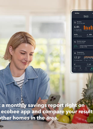 ecobee Smart Thermostat Enhanced, Programmable Wifi Thermostat | Works with Siri, Alexa, Google Assistant - Energy Star Certified - Smart Home. Energy saving thermostat.