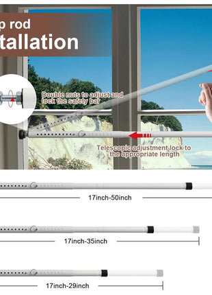 BeBecome Sliding Door Security Bar,17-50 inch Adjustable Patio Door Security bar with Rubber Tips Apartment Bedroom Bottom of Door Heavy Duty Interior White