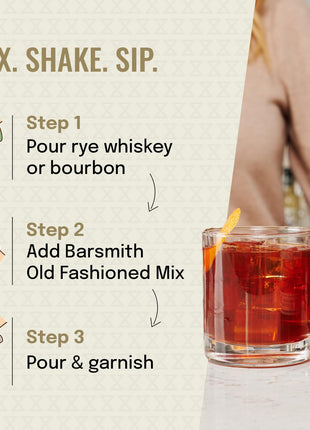 Barsmith Old Fashioned Mix - Classic Whiskey Drink Mixer w/Sweetness, Cherry, Citrus & Bitters - Premium Non-GMO Drink Mixer - Perfect for Bourbon Cocktails & Home Bars - 12.7 oz Bottle (Pack of 1)