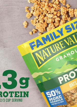 Nature Valley Protein Granola, Oats and Honey Granola, Resealable Snack Pouch, Family Size, 17 oz