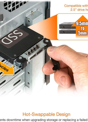 ICY DOCK 2.5 inch SATA SSD Removable Hard Drive Bay Adapter for PCIe Expansion Card Slot | ExpressSlot MB839SP-B