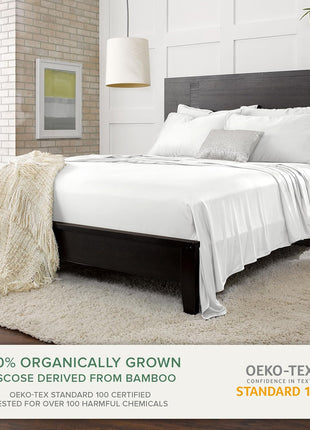 King Sheets by Pure Bamboo, Genuine 100% Organic Viscose Derived from Bamboo Bed Sheet Set, Soft & Cooling, Double Stitching, 2 Year Quality Promise (King, White)