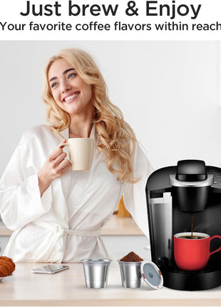 Noalto Reusable K Cups and Coffee Pods,Universal stainless steel k Cups for Keurig 2.0 and 1.0 Coffee Makers machine(2pack)