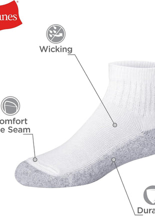 Hanes Boys' Socks Pack, Double Tough Moisture Wicking Ankle, Crew, No Show Socks, 12 & 14 Pair Packs