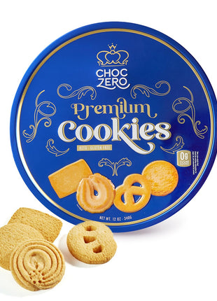ChocZero Keto Butter Cookies - Sugar Free Danish Shortbread Gift - Gluten Free, Low Carb (1 tin, 12 oz)