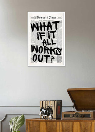 Drimiler Retro Black And White Newspaper Poster What If It All Works Out Canvas Wall Art Positive Affirming Quote Minimalist Prints Painting For Home Bedroom Dorm Wall Decor 8x12in Unframed