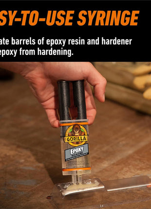 Gorilla 2 Part Epoxy, Clear Epoxy, 0.85 Ounce Syringe (Pack of 1) - 5 Minute Set, Incredibly Strong Bonding