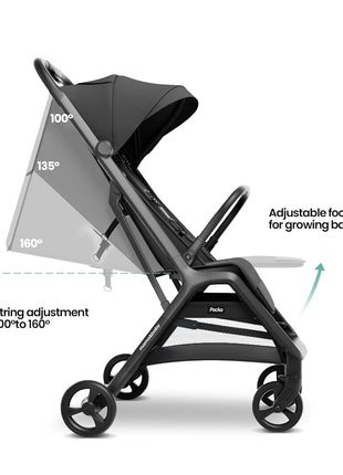 MAMA & BABY Trek Lite Umbrella Stroller - Compact Fold, Multi-Position Recline, Travel Stroller with Carry Strap, Large Storage and Cup Holder