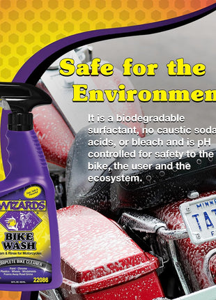Wizards Bike Wash - Cleaner For Motorcycle Washing Kit- Quick Detailer for Bike with Bug Remover - For Your Motorcycle Accessories and Detail Kit - 22 oz
