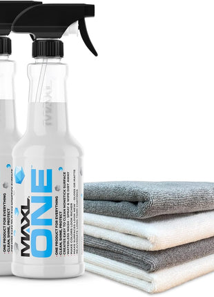 MAXLONE ™ Car Spray with Triphene® Technology, Quick Spray & Wipe All Purpose Waterless Detailer - Clean, Shine, Protect Paint, Glass, Wheels, Trim Without Pre-Washing (2, 20oz w 4 Micro Fiber Cloth)