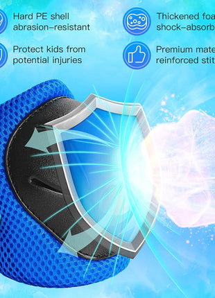 Wemfg Kids Protective Gear Set Knee Pads for Kids 3-14 Years Toddler Knee and Elbow Pads with Wrist Guards 3 in 1 for Skating Cycling Bike Rollerblading Scooter