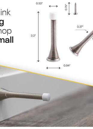 Door Stoppers for Wall – Spring Door Stopper with Rubber Tip – 3-1/4" – Pack of 4 – Doorstop – Ideal for Home, Offices, Schools