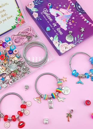 Charm Bracelet/Jewelry Making Kits for Kids Girls,Unicorn Birthday Gifts,Arts Crafts Toys for 5 6 7 8 9 12 Years Old Girls