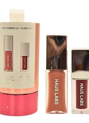 Haus Labs PHD Hybrid Innovation Plumping Lip Glaze Duo - Honey Shimmer Full Size & Persimmon Mini