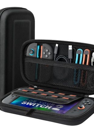 TiMOVO Carrying Case for Nintendo Switch 2 (2025), Black | Large Capacity, Hard Shell Protective, 10 Game Card Slots, Pockets for Console & Accessories, Portable Travel Pouch