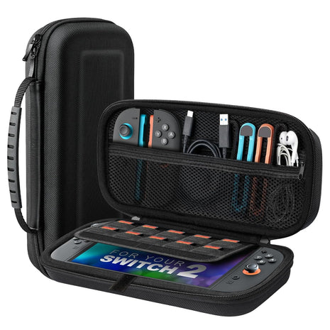 TiMOVO Carrying Case for Nintendo Switch 2 (2025), Black | Large Capacity, Hard Shell Protective, 10 Game Card Slots, Pockets for Console & Accessories, Portable Travel Pouch