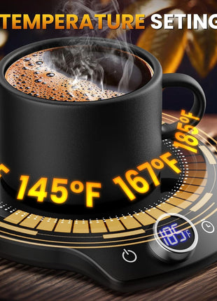 Fast Heating Mug warmer - 4 Temp Settings & 1-12H Timer, Coffee Cup Warmer Plate for Desk Auto Shut Off, LED Display Smart Candle Wax Warmer - Ideal Electric Beverage Warmer Gift for Coffee, Tea, Milk