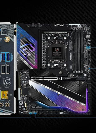 ASRock Phantom Gaming X870E Nova WiFi Socket AM5 AMD Ryzen X870 DDR5 DIMMs 8200 MHz 256 GB ATX Motherboard USB4