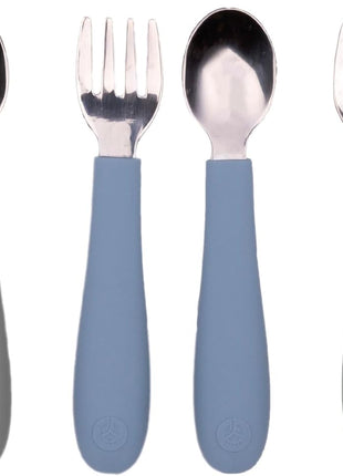 WeeSprout Toddler Utensils, 3 Forks & 3 Spoons, 18/8 Stainless Steel & Food Grade Silicone, Thick Easy-Grip Handles, Perfect Length For New Self Feeders, Gentle On Gums & Teeth, Dishwasher Safe