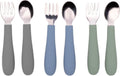 WeeSprout Toddler Utensils, 3 Forks & 3 Spoons, 18/8 Stainless Steel & Food Grade Silicone, Thick Easy Grip Handles, Perfect Length For New Self Feeders, Gentle On Gums & Teeth, Dishwasher Safe