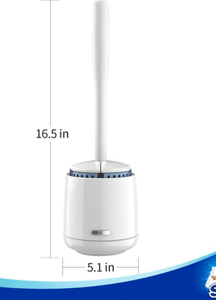 MR.SIGA Toilet Bowl Brush and Holder, Premium Quality, with Solid Handle and Durable Bristles for Bathroom Cleaning, White, 1 Pack