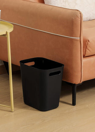 UUJOLY Plastic Small Trash Can Wastebasket, Garbage Container Basket for Bathrooms, Laundry Room, Kitchens, Offices, Kids Rooms, Dorms, 3.5 Gallon, Black