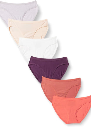 Amazon Essentials Women's Breathable Cotton Bikini Brief Underwear with Full Coverage, Multipacks
