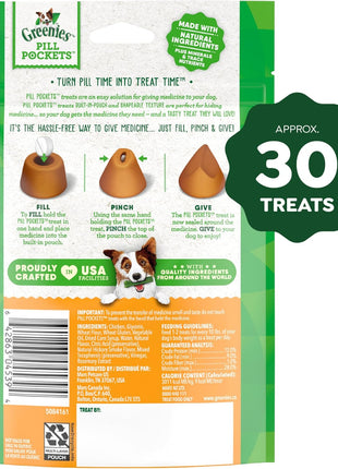 Greenies Pill Pockets for Dogs Small Size, Tablet Pill Treats for Dogs, Chicken Flavor, 3.2 oz. Pouch