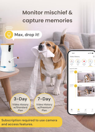 Furbo 360° Dog Camera [Subscription Required] Unlock w/Paid Plan: Home Security & Dog Safety Alerts, Rotating Pet Treat Toss, 2-Way Speaker (Low Risk, 3mo Min. Cancel Anytime)