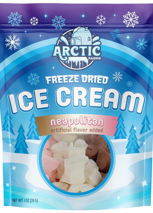 Arctic Farms Freeze Dried Ice Cream that Does Not Melt (Neapolitan, 1 Ounce)