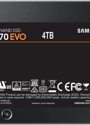 SAMSUNG 870 EVO 4TB 2.5 Inch SATA III Internal SSD (MZ-77E4T0B/AM) , Black