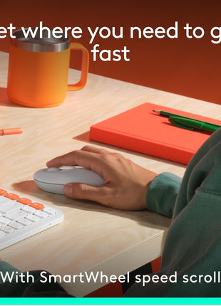Logitech POP ICON Combo, Wireless Bluetooth Keyboard and Mouse, Comfortable Typing, programmable Keys and Buttons, Quiet clicks, Easy-Switch up to 3 Devices - Off-White