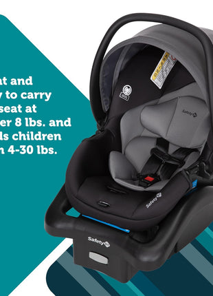 Safety 1st Smooth Ride Travel System Stroller and OnBoard FLX Infant Car Seat, Newborn to Toddler Baby Combo, Easy-Install, Large Canopy, Ample Storage, Foldable, Rear-Facing 4-30 lbs, Monument
