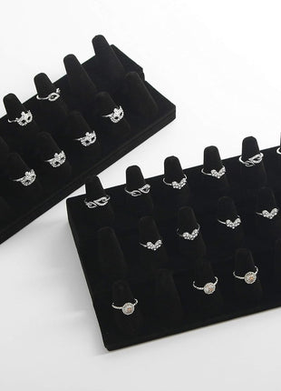 Stratalife Ring Holder 18 Slot Finger Ring Display Jewelry Holder Organizer Storage Jewelry Display Stand for Vendor Selling Velvet Black