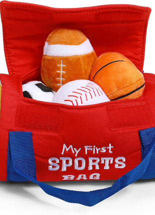 GUND Baby My First Sports Bag 5-Piece Sensory Plush Toy Playset for Babies