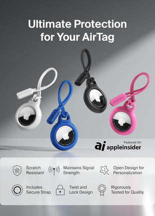 Belkin Apple Airtag Secure Holder With Strap - Apple Air Tag Keychain - Airtag Holder With Strap For Key Ring - Airtag Keychain Accessories - Scratch Resistant Airtag Case With Raised Edges - Blue