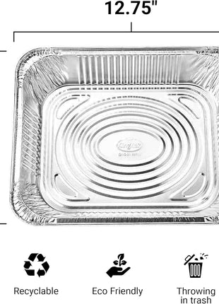 Aluminum Pans Half Size, 9x13, Extra Heavy Duty Disposable Foil Pans For Baking (30 Pack) Roasting & Chafing, Deep Tin Foil Bakeware, Steam Table Tray, Cookware, Food Prepping, Cake & Oven Pan
