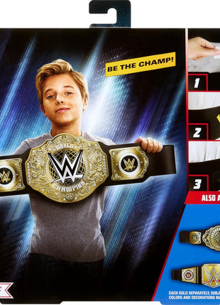 Mattel WWE Championship Title Belt, Role Play Accessory | WWE World Heavyweight Championship Role-Play & Costume Piece, Leather-like Belt 3+ Feet with One-Time Adjustment