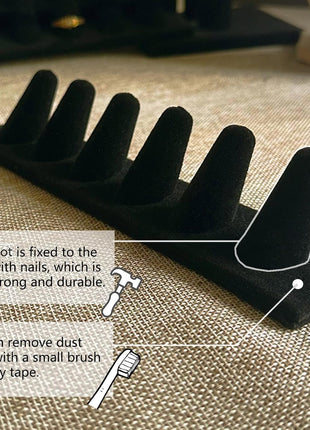Black Velvet Ring Display, Ring Holder Display for Jewelry Stand, Ring Displays for Selling, Jewelry Display Stand and Ring Organizer for Ring Storage, 2 Pcs