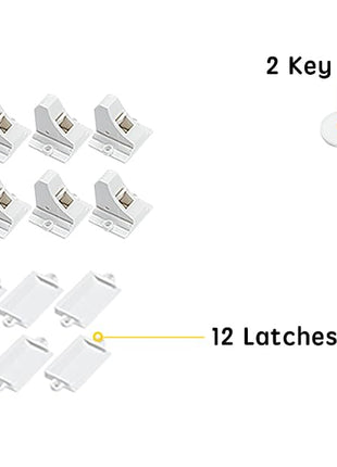 Vmaisi Adhesive Magnetic Cabinet Locks (12 Locks and 2 Keys) | Keeps dangerous things away from kids