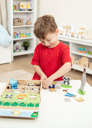 Melissa & Doug Occupations Magnetic Dress-Up Wooden Pretend Play Set (74 pcs) - Magnetic Dress-Up Dolls For Kids