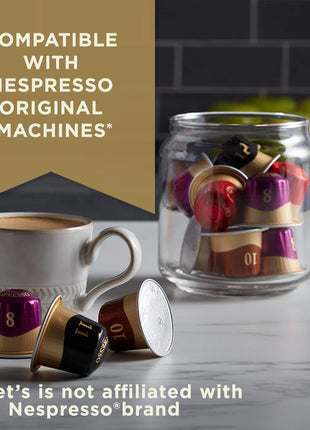 Peet's Coffee, Dark and Medium Roast Espresso Capsules Variety Pack, Compatible with Nespresso Original Machine, 100% Arabica Coffee - Intensity 8-11, 40 Count (4 Boxes of 10 Espresso Capsules)