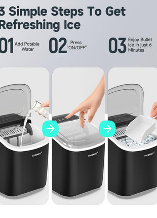 VIVIDMOO Nugget Ice Maker Countertop, 34lbs/Day, Portable Sonic Pebble Ice Maker with Self-Cleaning, Fast Ice in 6 Mins, Compact Crushed Pellet Ice Machine for Home/Office/Kitchen/RV/Camping, Black