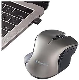 Verbatim USB C 2.4G Wireless Type C LED Computer Mouse with Nano Receiver for Mac and PC - Graphite