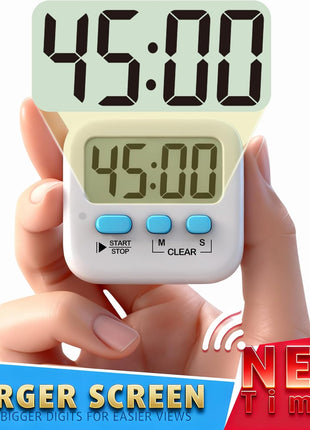 2 Pack Digital Timer for Kids Classroom Kitchen Timers for Cooking | w/ Battery, Easy to View, Alarm, Mute Mode, Count Down/Up, Magnetic, Kickstand, Hanging, Classroom Timer for Teacher Supplies