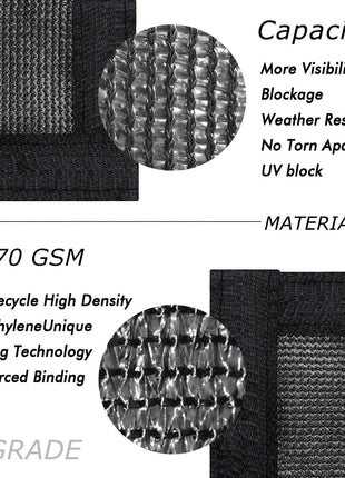 UPGRADE Privacy Screen 6' x 50' Fence Commercial Shade Cover with Brass Grommets Heavy Duty Perfect for Outdoor Back Yard, Black, Customizable